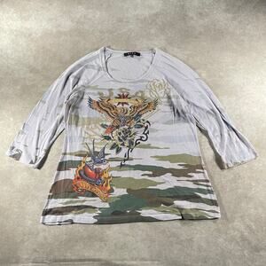 Women’s Bleu Embellished Tattoo Graphic Half Sleeve Large